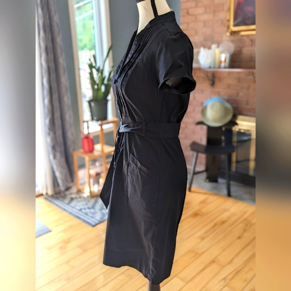 H&M Black Short Sleeve Shirt Dress with Button Front Size US 6 - Picture 3 of 6